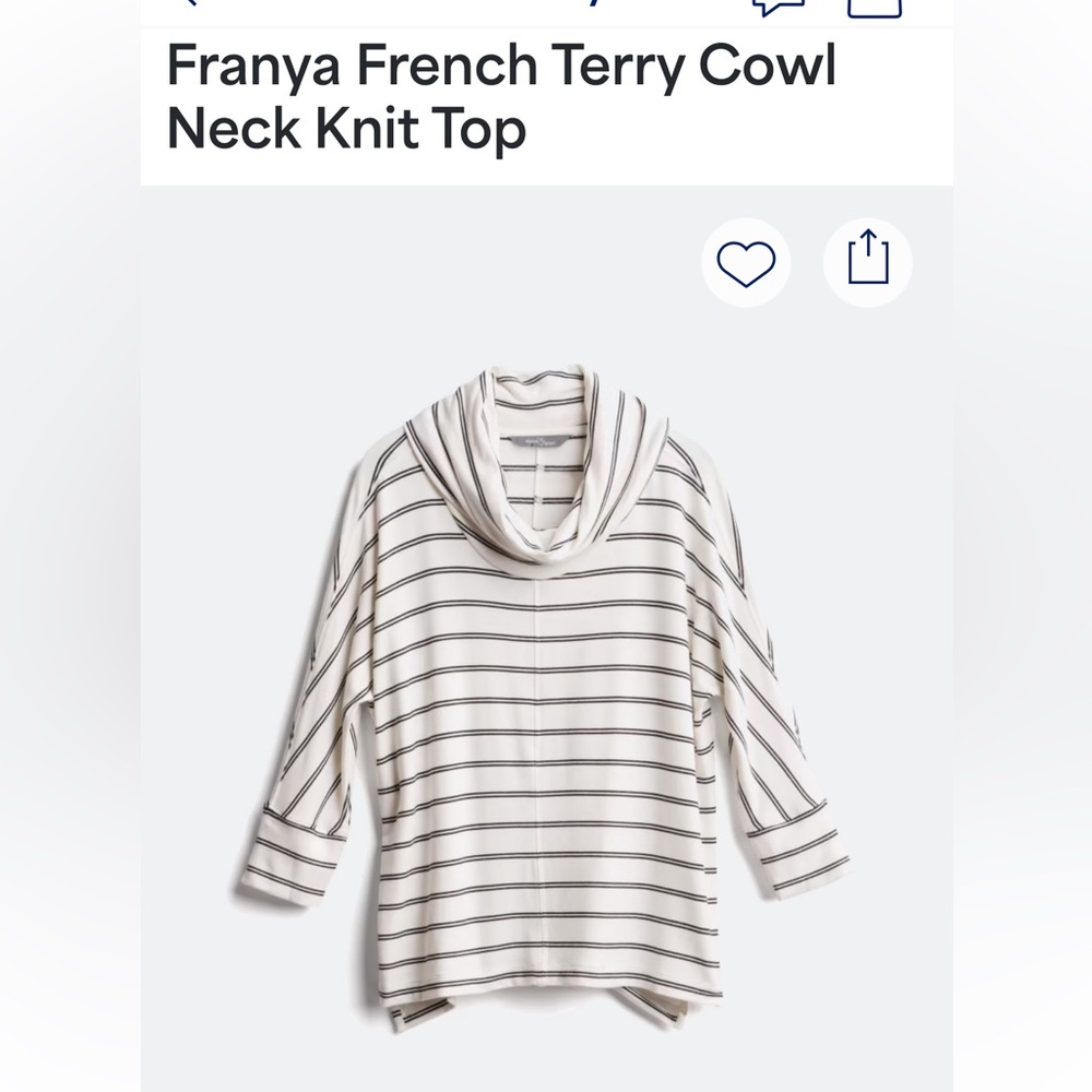 NWT Market & Spruce cowl neck top size S white black stripes soft